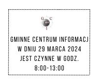 Grafika informująca o godzinach pracy Gminnego Centrum Informacji