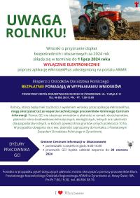 Plakat informujący o wsparciu dla rolników